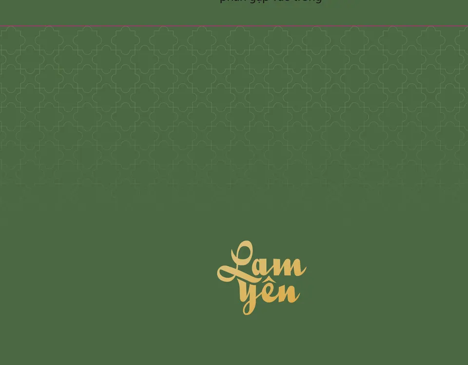 The front of the dark green seasonal paper bag: a plain green panel with a faint pattern band and the golden “Lam Yên” logo.